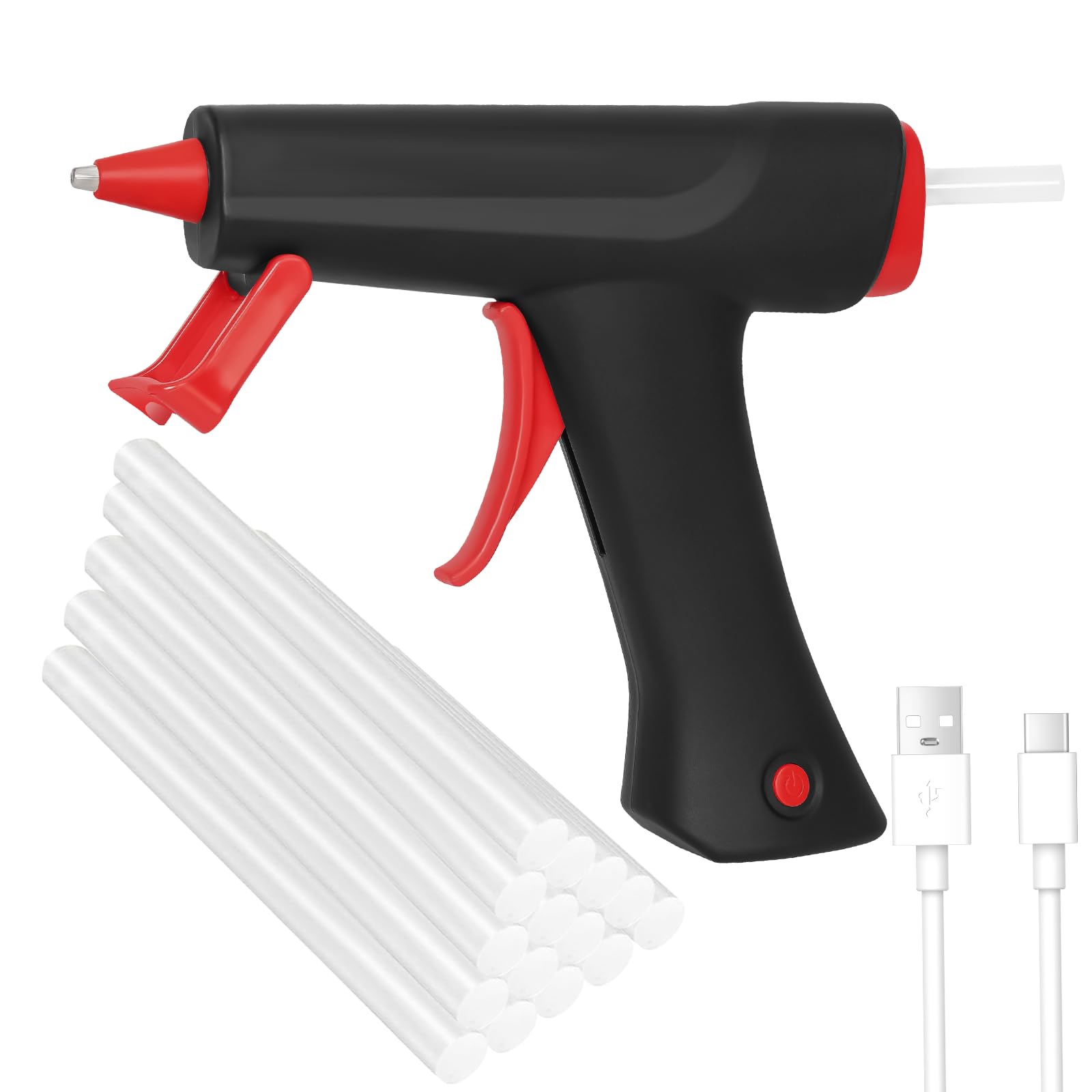 Pistola Silicona Caliente, Pistola de Silicona con 15 Psc Barra de Pegamento, 90s Calentamiento Rápido y Enchufe USB, Es Muy Adecuado para Manualidades DIY, Arte, Reparaciones, Decoración Del Festival