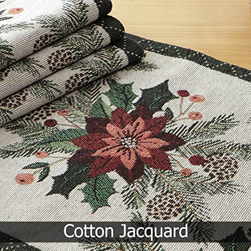 Image of HOKIPO Cotton Jacquard Dining Table Mat, Set Of 4 Placemats (12X18 In) (In-530-D1 X 4, White)