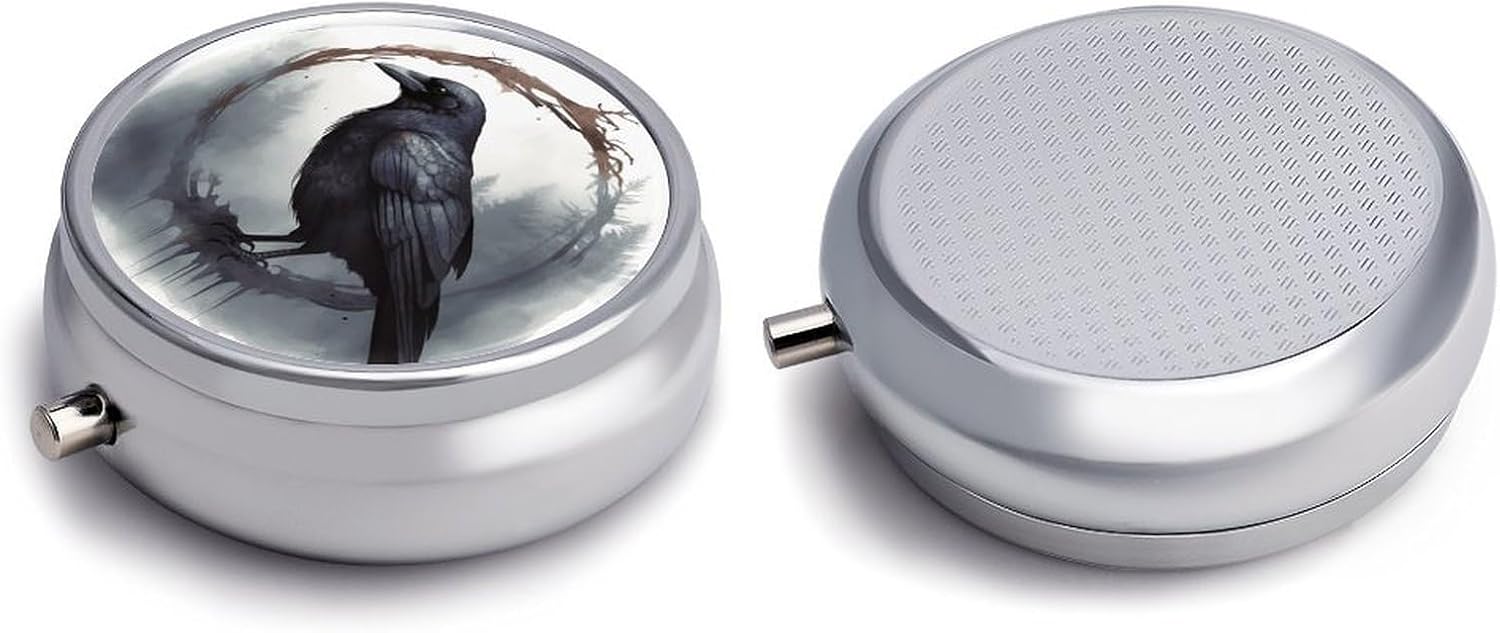 Round Pill Box, 3 Compartment Small Pill Case for Pocket Purse image 3