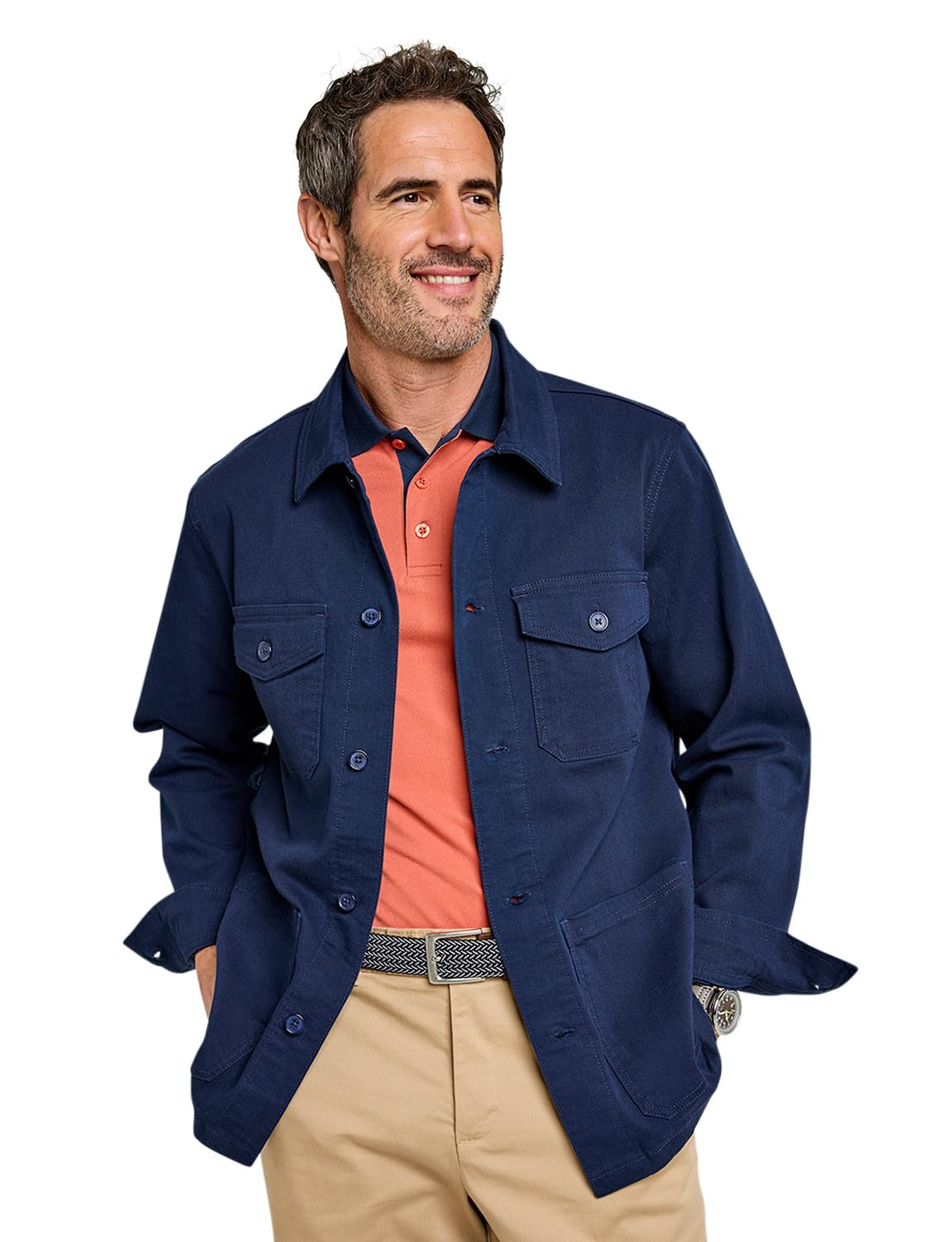 Pegasus Men's Cargo Jacket - Cotton - Navy - L