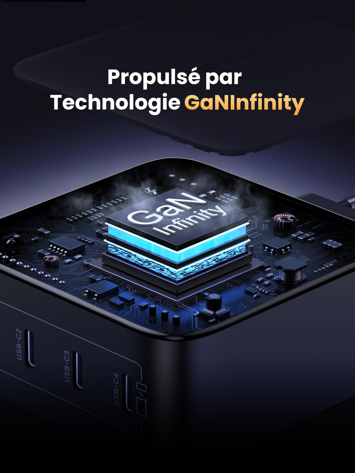 UGREEN Nexode 100W Prise Chargeur Quadruple USB C Charge Rapide GaNInfinity