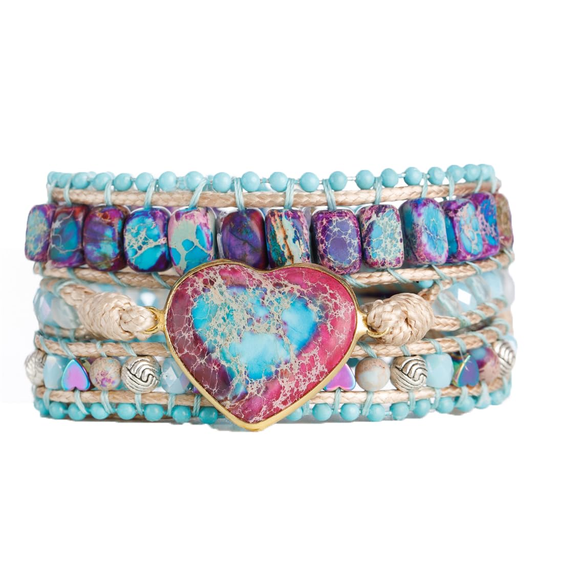 YGLINE Natural Stone Bracelet 3 Wraps Bracelet Handmade Boho Bracelet for Women Bracelet
