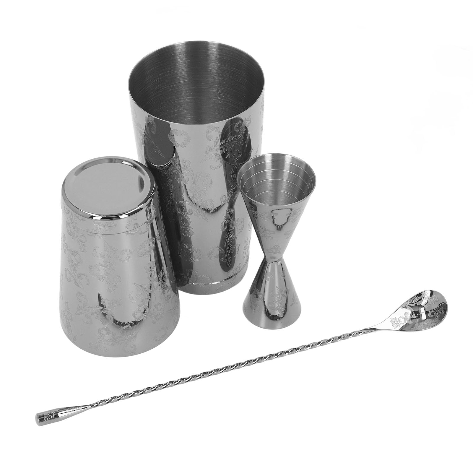 Akozon Cocktail Shaker Set, Edelstahl, Vintage-Druckdesign, 304 Material