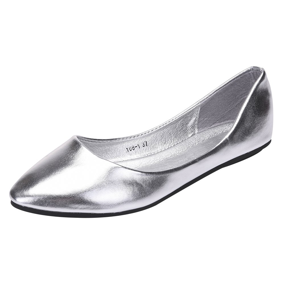 ANUFER Donna Ballerine Punta Pelle Microfibra Senza Allacciatura Piatto Vestito Pumps Scarpe