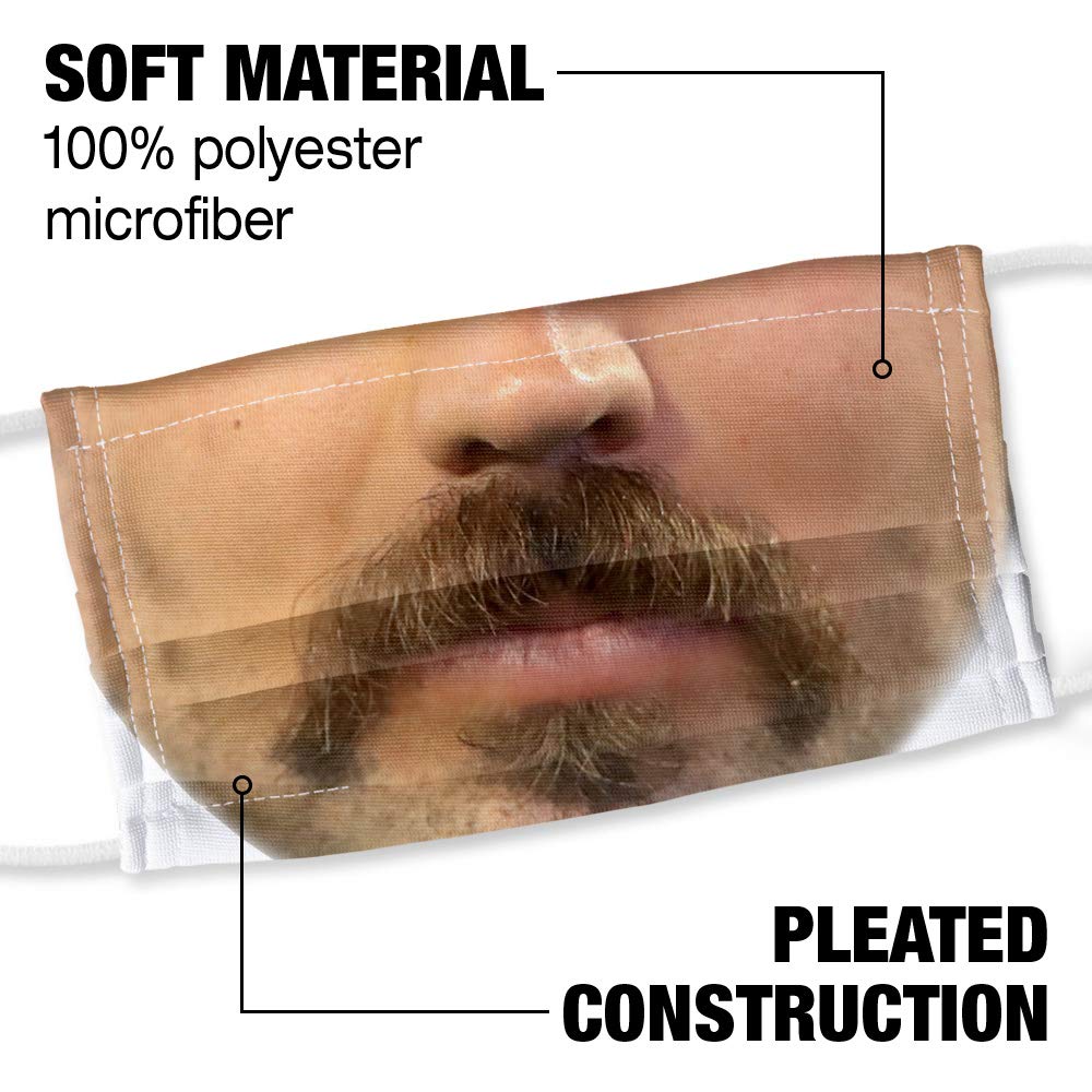 Popfunk Hipster Moustache 1-Ply Reusable Face Mask Covering with Adjustable Nose Wire, Unisex