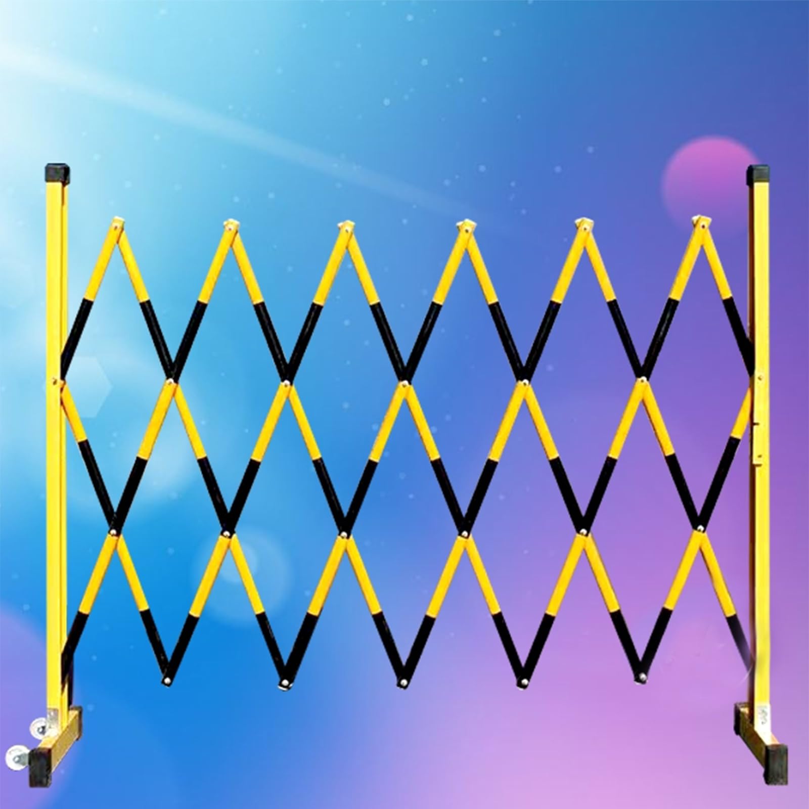 Barricada Móvil Expandible Barrera De Seguridad Portátil Para Empresas, Barricada De Mantenimiento Temporal Para Control De Multitudes, Barreras De Seguridad Expandibles(Black+yellow,L 2.5m)