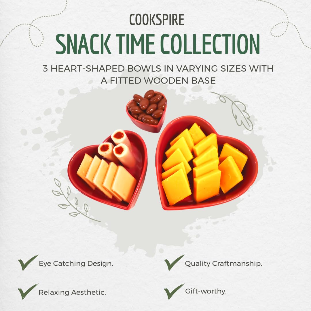 Snack Time Collection - Juego de 3 cuencos de porcelana duradera de diferentes tamaños con bandeja de bambú ajustable - Lujo moderno para aperitivos - Perfecto para salsas, frutos secos, caramelos,
