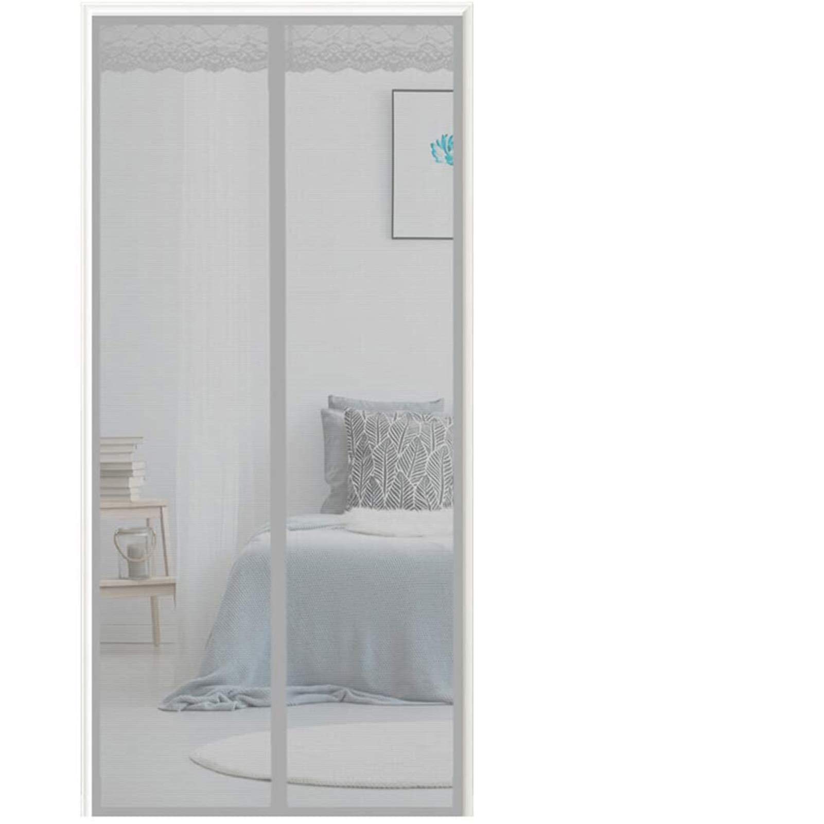 Amzero Grey Magnetic Screen Door For Sliding Glass Door, 75X190cm Mesh Door Anti Mosquito Bugs Mesh Curtain For Keep Bugs Fly Out, Gray