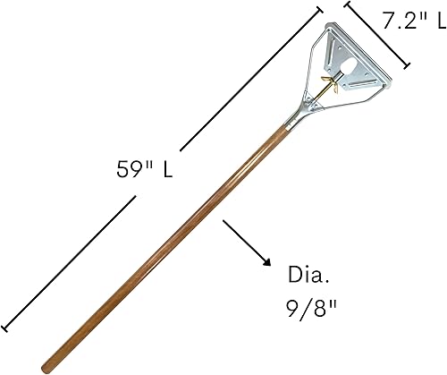 Miniatura 9 de ILOT Abrazadera de garra de trapeador de 59 pulgadas, mango de trapeador comercial, paquete de 2 trapeadores industriales con mango de madera,