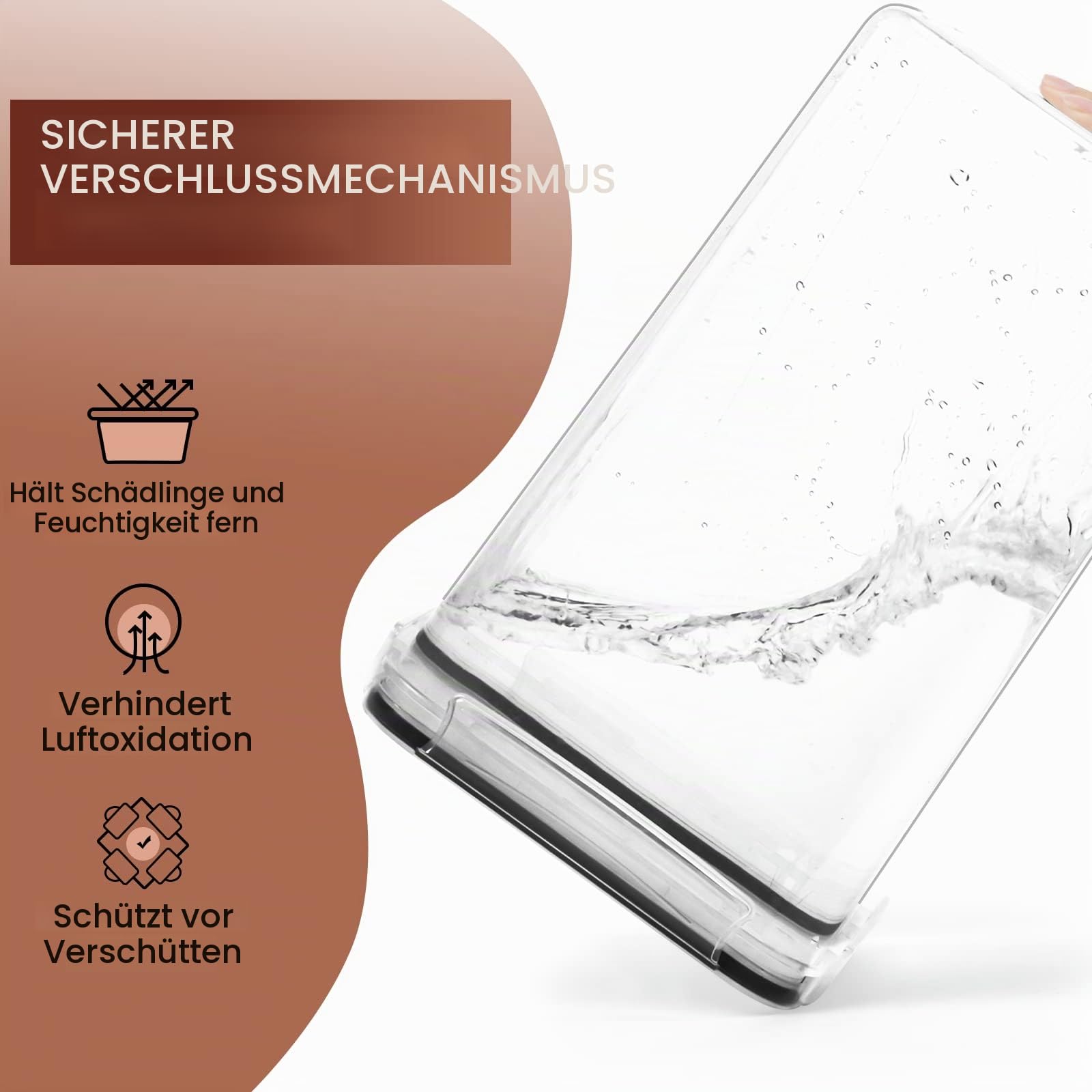 Skroam Große luftdichte Frischhaltedosen mit Deckel, Müslibehälter, Aufbewahrungs-Set – BPA-frei, Speisekammer-Organizer und Aufbewahrung für Mehl, Zucker und Reis, mit Messbecher, Etiketten