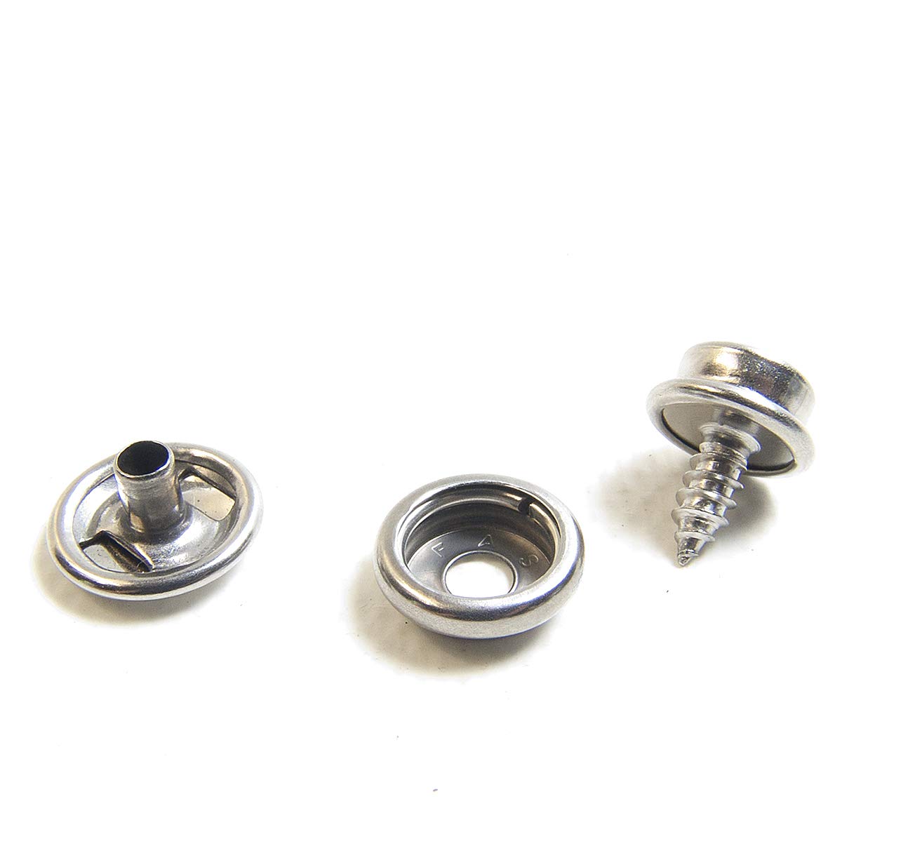 Snap Cap & Socket, Stainless Steel w/ 3/8" #8 Screw Stud Select The Quantity You Need (10 of Each Piece)