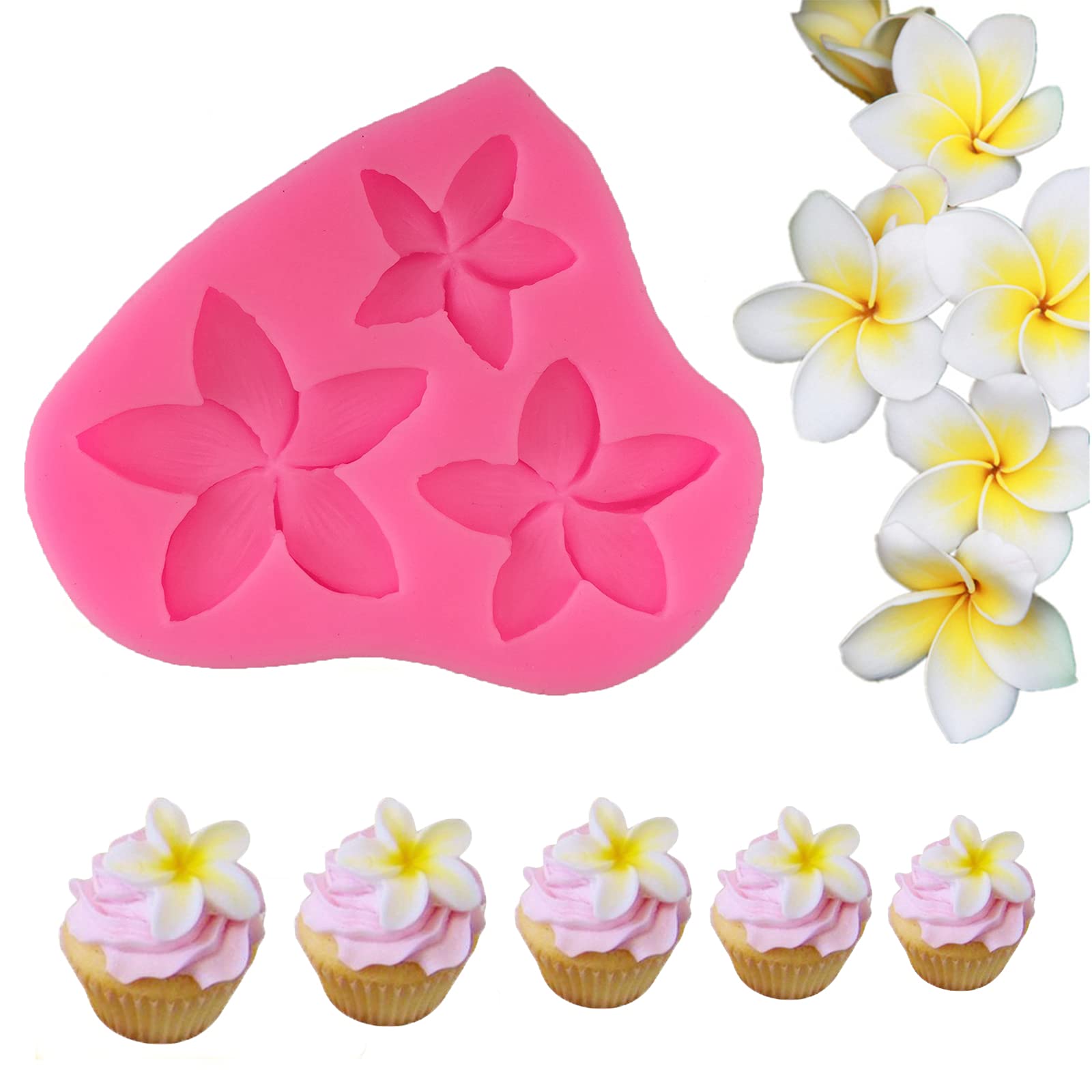 Frangipani - Moldes de silicona para decoración de pasteles, molde antiadherente para fondant, chocolate, caramelo, galletas, cupcakes, gelatina y arcilla polimérica
