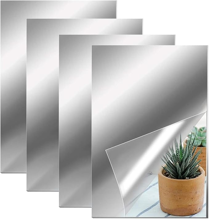MEHMM Set of 4 SelfAdhesive Wall Mirrors, 20 x 30 cm, Explosionproof