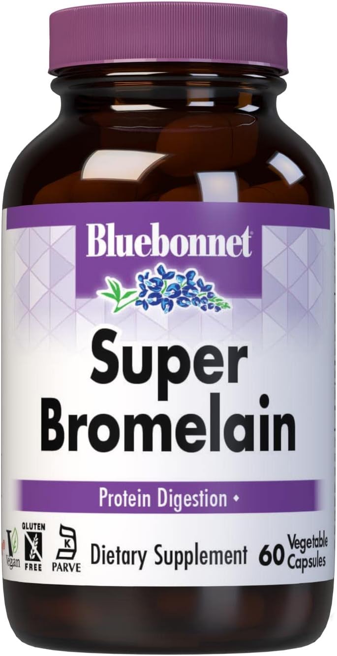 BlueBonnet Super Bromelain Vegetarian Capsules, 500 mg, 60 Count : Health & Household