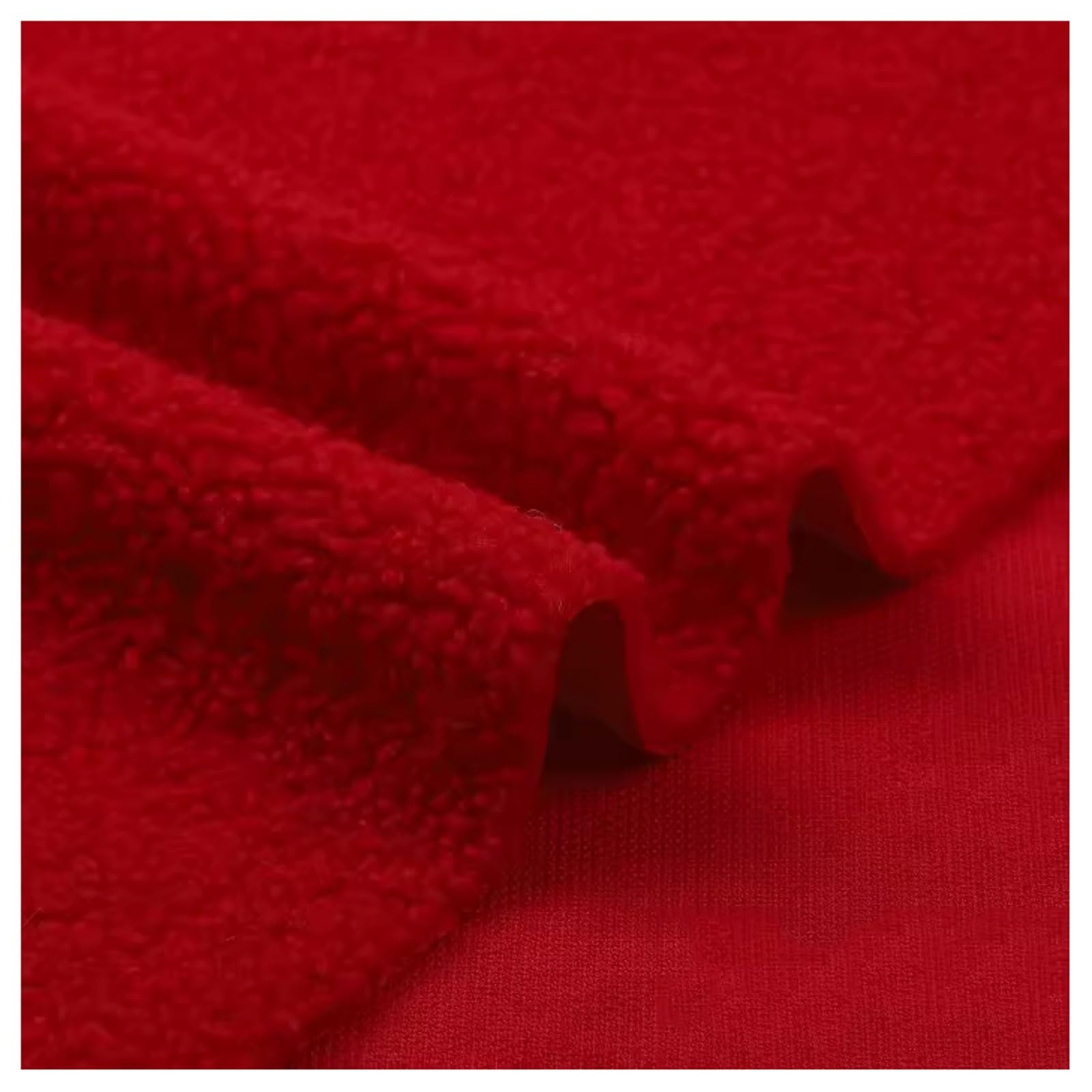 Soft Curly Woolly Pile Fleece Fabric Polyester Polar Fleece Fabric Soft Plush Material Shaggy Craft Faux Fur Fabric for Sewing Throws, Blankets, Scarves, Pet Beds, 50x160cm (Color : Red)
