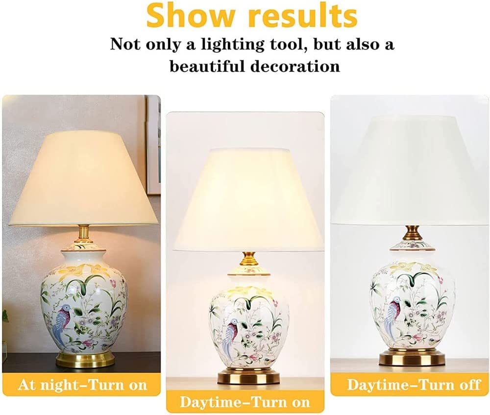 Lampada da tavolo Lampada da comodino Fiore e Uccello Lampade da tavolo in ceramica Decorazione della camera da letto Lampada da comodino Orientale Classica Lampada da tavolo Lampada da