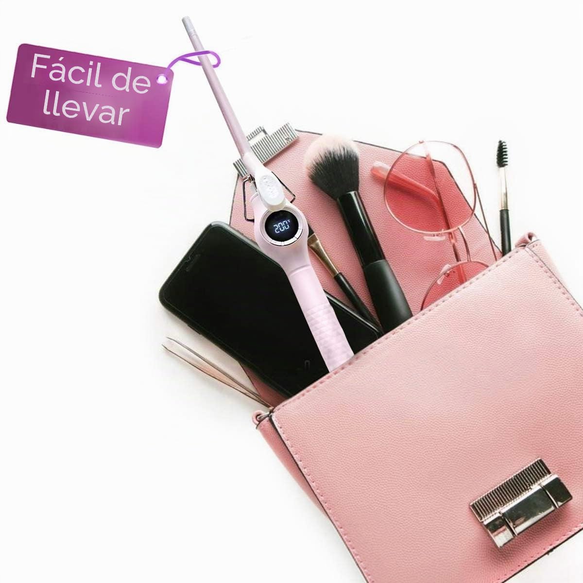 Pinzas para rizar, de 9 mm, rizador de barril de cerámica turmalina con pantalla de temperatura ajustable (140 ℃ -200 ℃), rizador fino para cabello largo y corto, contiene 1 guante y 2 clips