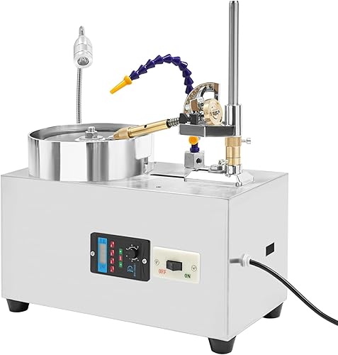 Miniatura 4 de HinLIaDa Máquina de facetado de gemas, amoladora plana de joyería de 110 V 180 W, pulidora de ángulo de piedra de jade, amoladora de superficie de