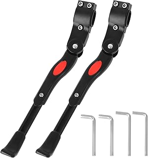 2 PCS Adjustable Bike Kickstands, Aluminum Bicycle Kickstand Universal Cycling Kickstands for 24-27 Inch Mountain Bike Road Bike Adult Bike (Black)