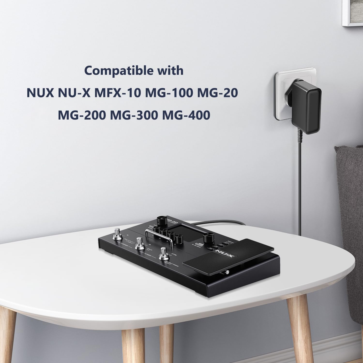 KFD 9V 2A Replacement Charger Center Negative for NuX MG-30 MFX-10 MG-100 MG-20 MG-200 MG-300 MG-400 Line 6 Pod GO Guitar Processor Zoom MS-50G MS-70CDR B1 B1X Effects Pedal Controller Power Adapter - Image 3