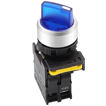 mxuteuk Blue LED Light Voltage 110V-220V 22mm 1 NO 2 Positions Waterproof IP65 Latching Rotary Selector Switch 10A 600V LA155-A1-10XD-B