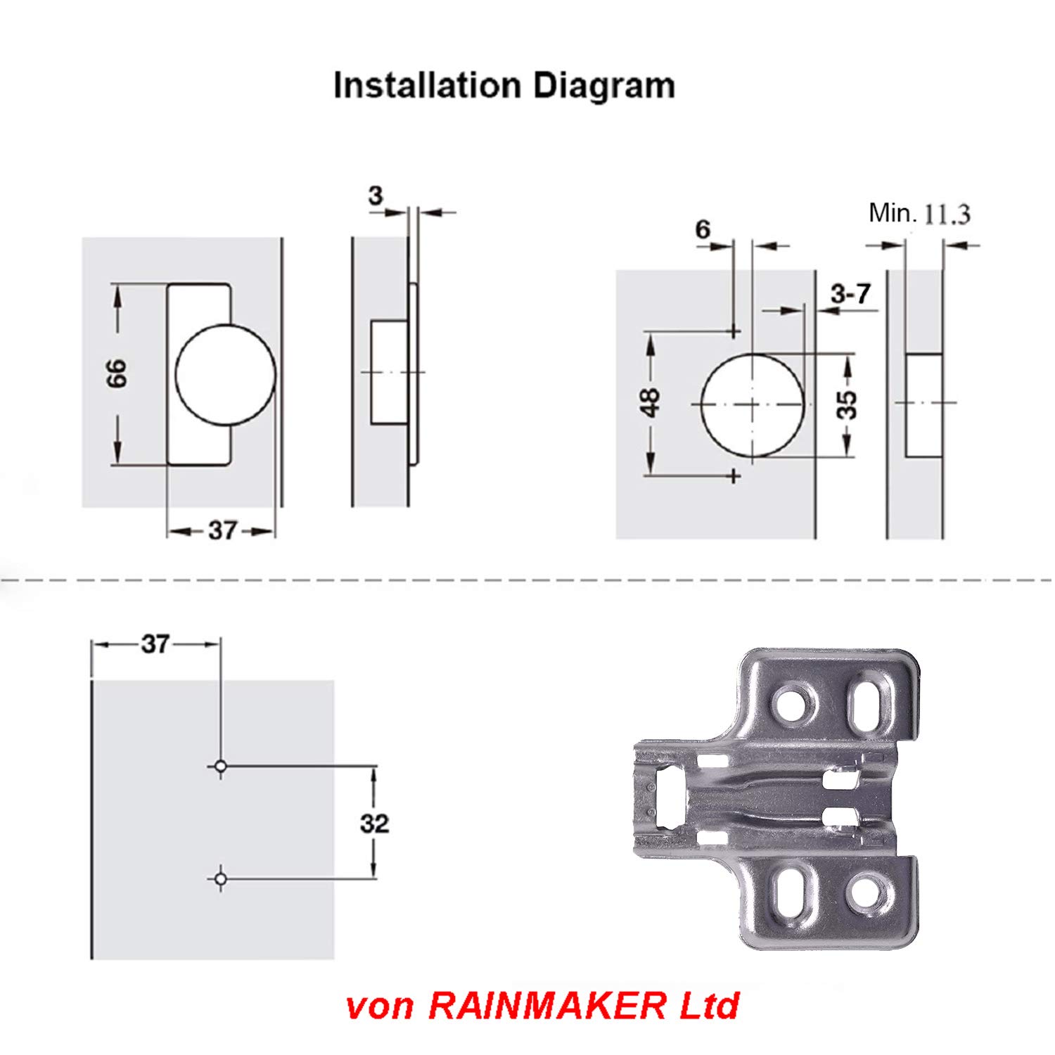 165 Grado Totalmente Solapado 35mm Bisagras Automática con Amortiguación Integrada Bisagra con Cierre Suave para Puerta de Mueble Armario de Cocina Juego de 4