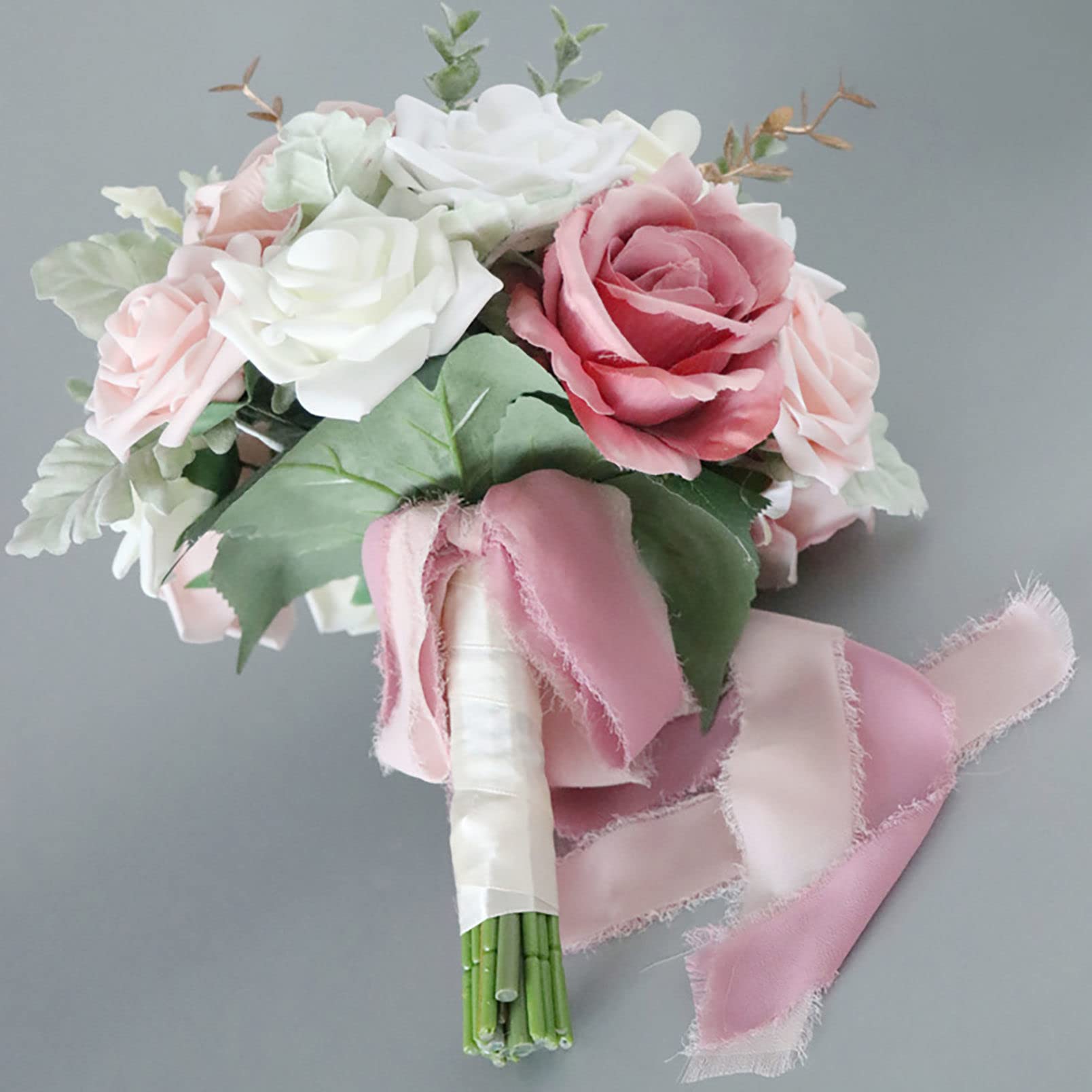 Bouquet di fiori finti Bouquet da sposa per damigelle d'onore Bouquet da sposa di fiori artificiali eleganti e durevoli per la cerimonia della festa nuziale in chiesa Confessione di San Valentino,A