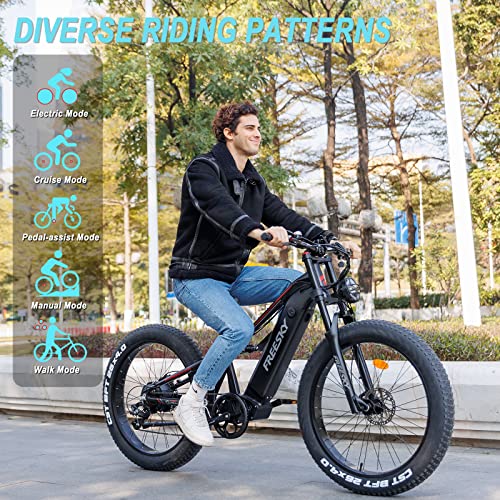 Freesky Electric Bike For Adults 1000W Bafang Motor 48V 20Ah Samsung Cell Battery Ebike, 26" Fat Tire Full Suspension Electric Bicycles, 35Mph Snow Beach Mountain E Bike Shimano 7-Speed Ul Certified #TOP7