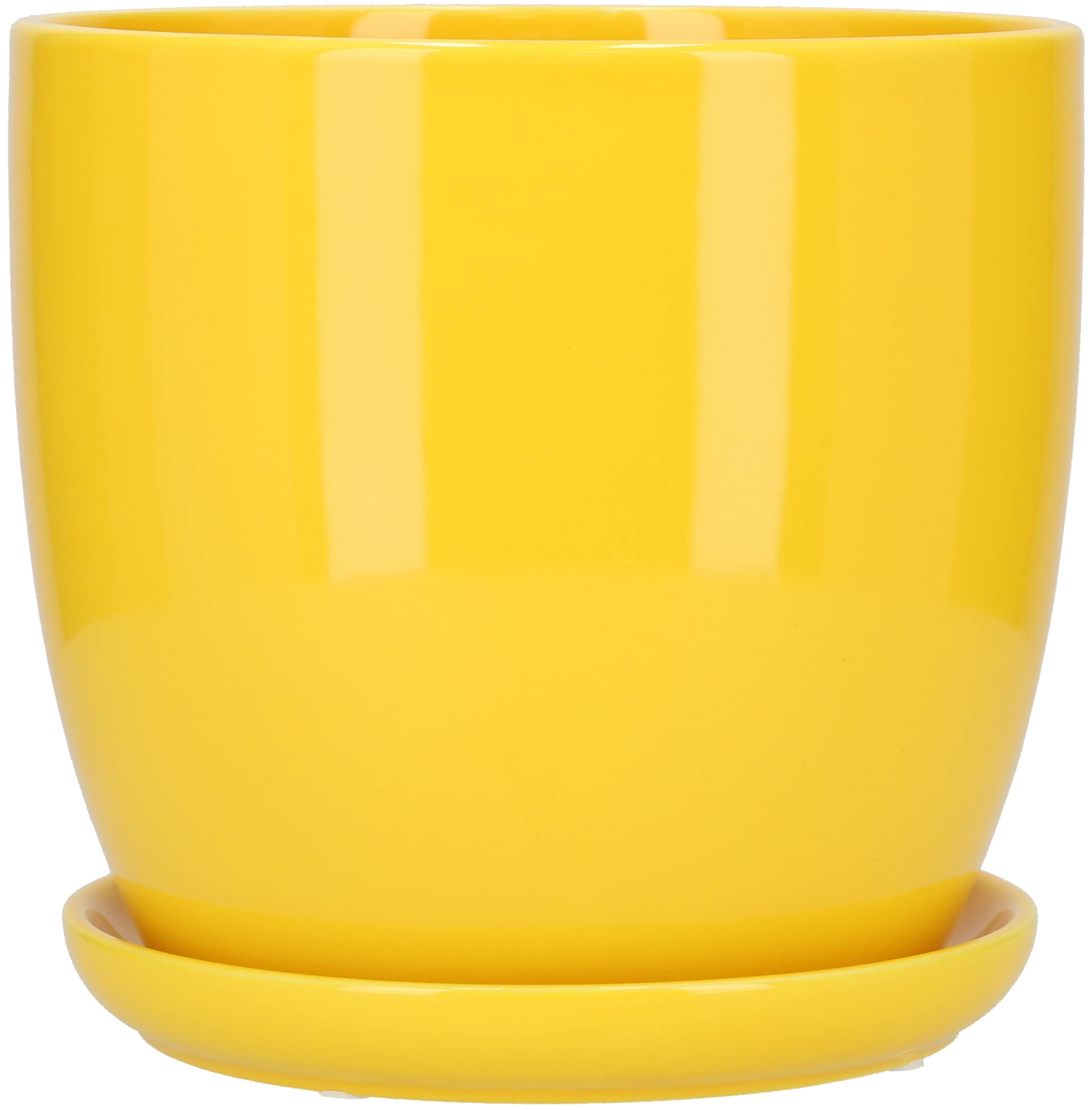 KOTARBAU® Pot de Fleurs en céramique avec bac d'égouttement Jaune 20 cm