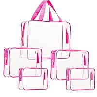 Vista 9 de Kit de 3 piezas de artículos de aseo de viaje de PVC transparente para mujeres y hombres, organizador de embalaje de vinilo impermeable, bolsas