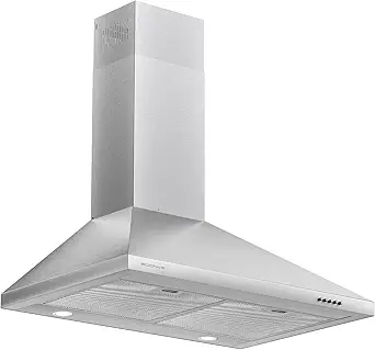 30 inch Stainless Steel Range Hood, 600 CFM Wall Mounted Vent Hood with 3 Speed Controls, 5-Layer Aluminum Filters, and Ducted/Ductless Convertible