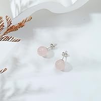 Vista 45 de Natural Stone Stud Earrings for Women 8mm Sterling Silver Genuine Gemstone Earrings Handmade Sterling Silver Crystal Stud Earrings for Women