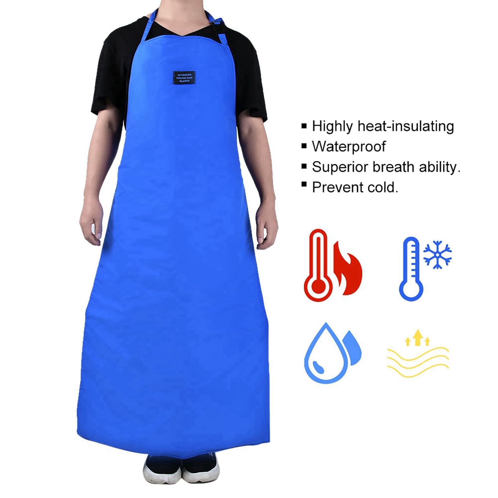 Grembiule di Sicurezza CryO, Grembiule Criogenico Per Temperature Ultra Basse Protezione Dall'azoto, Grembiule Criogenico Blu Per La Sicurezza(90CM Long)