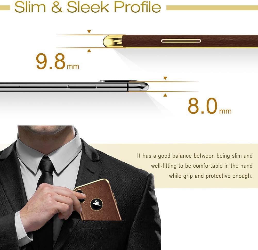 LOHASIC iPhone Xs Max Case, Premium Leather Slim Luxury PU Soft Non-Slip Grip Flexible Defender Bumper Shockproof Full Body Protective Cover Cases Compatible with Apple iPhone Xs Max 6.5 inch (Brown)