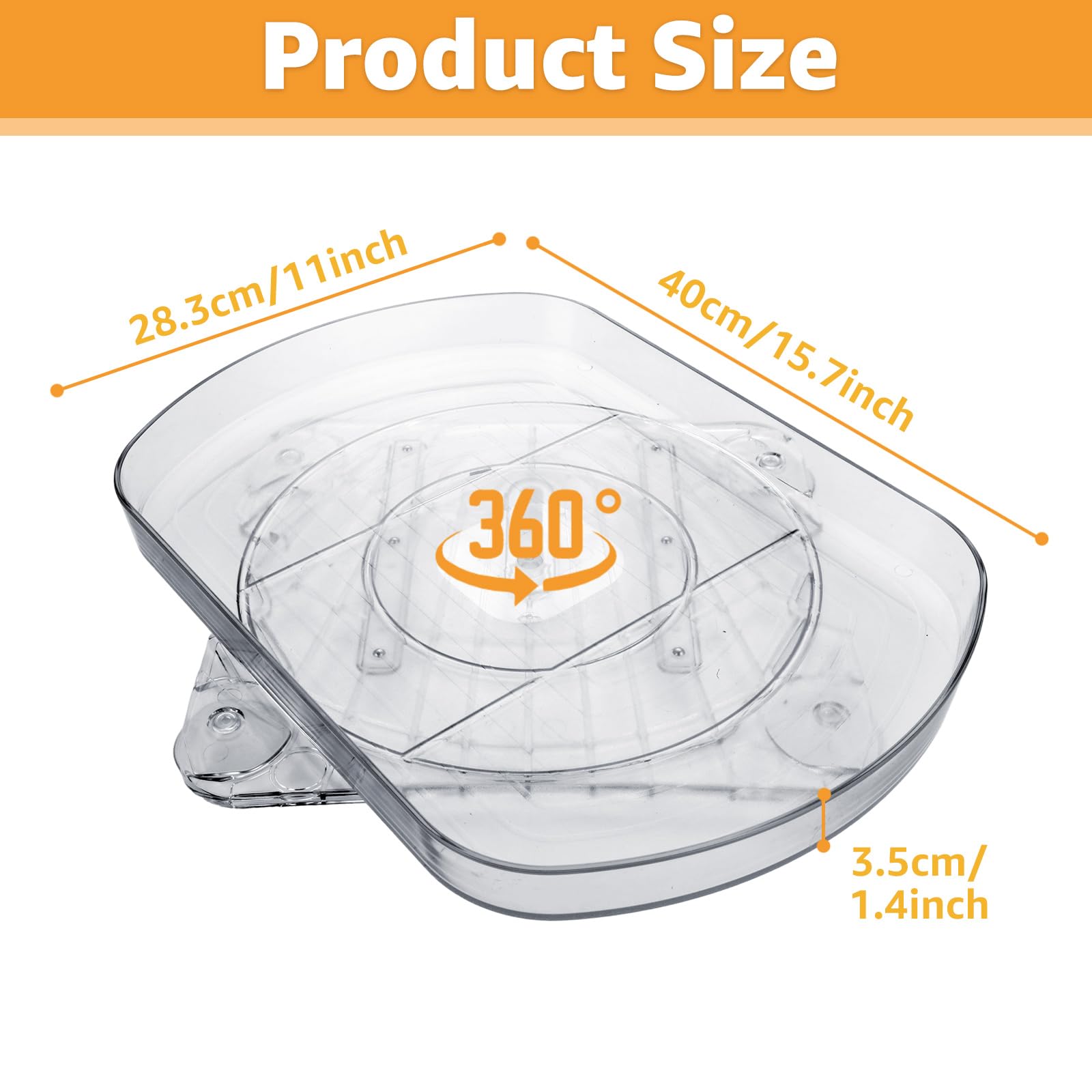 YAYODS 2 Pack Lazy Susan Turntable Organizer for Refrigerator, Rotating 15.7
