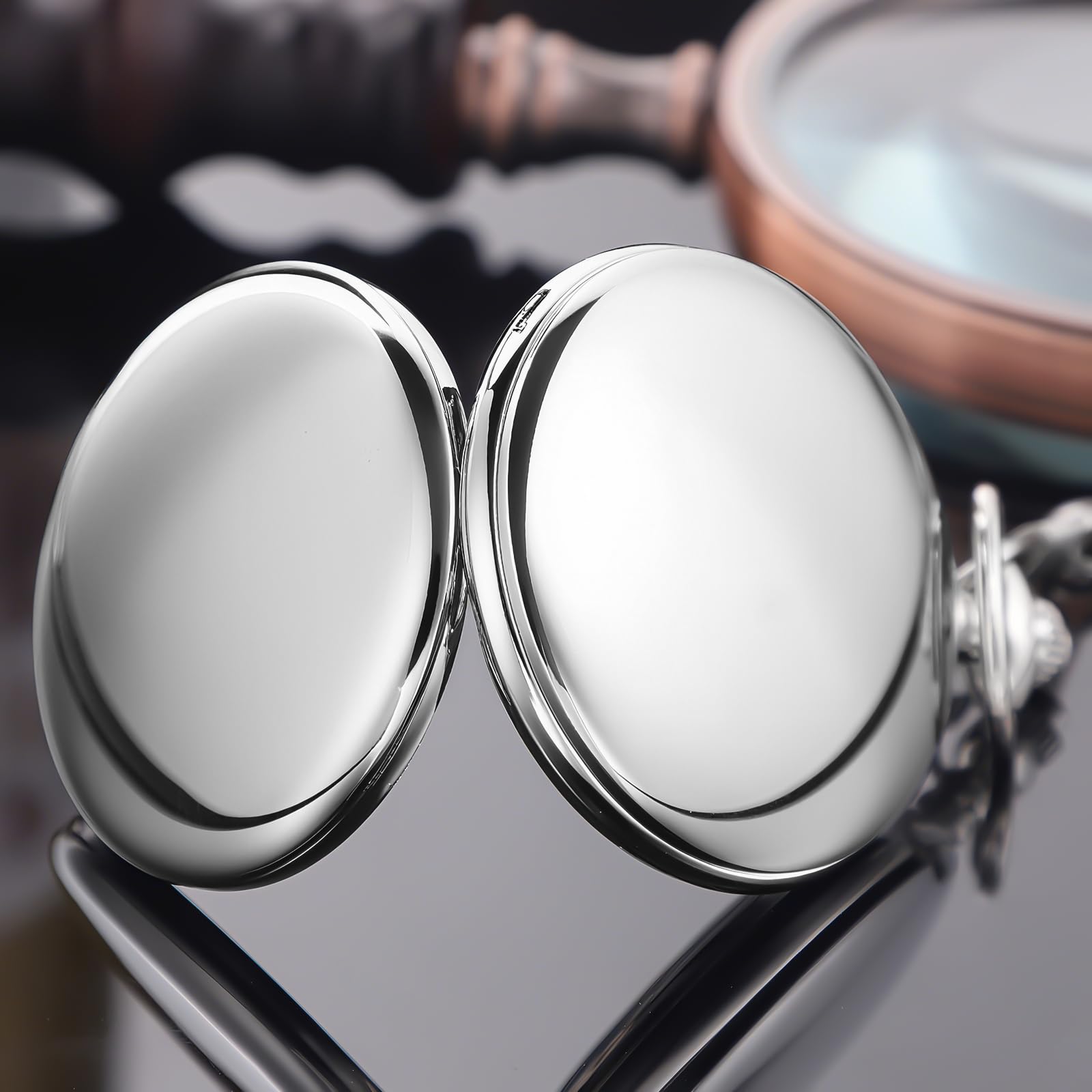Tiong Reloj de Bolsillo clásico de Cuarzo de Acero Suave con Cadena de números Romanos para Hombres y Mujeres, Reloj de Bolsillo con Colgante para el día del Padre, Regalo de cumpleaños