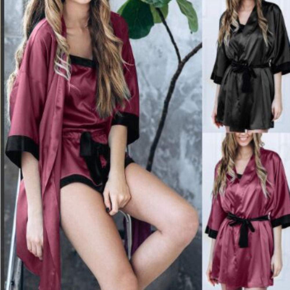 Bodysuit Mujer Camisones Lencería Sexy Señoras Home Divertido Pijama Conjunto de Pijamas (Negro XX) (Clear S) (Negro XX)
