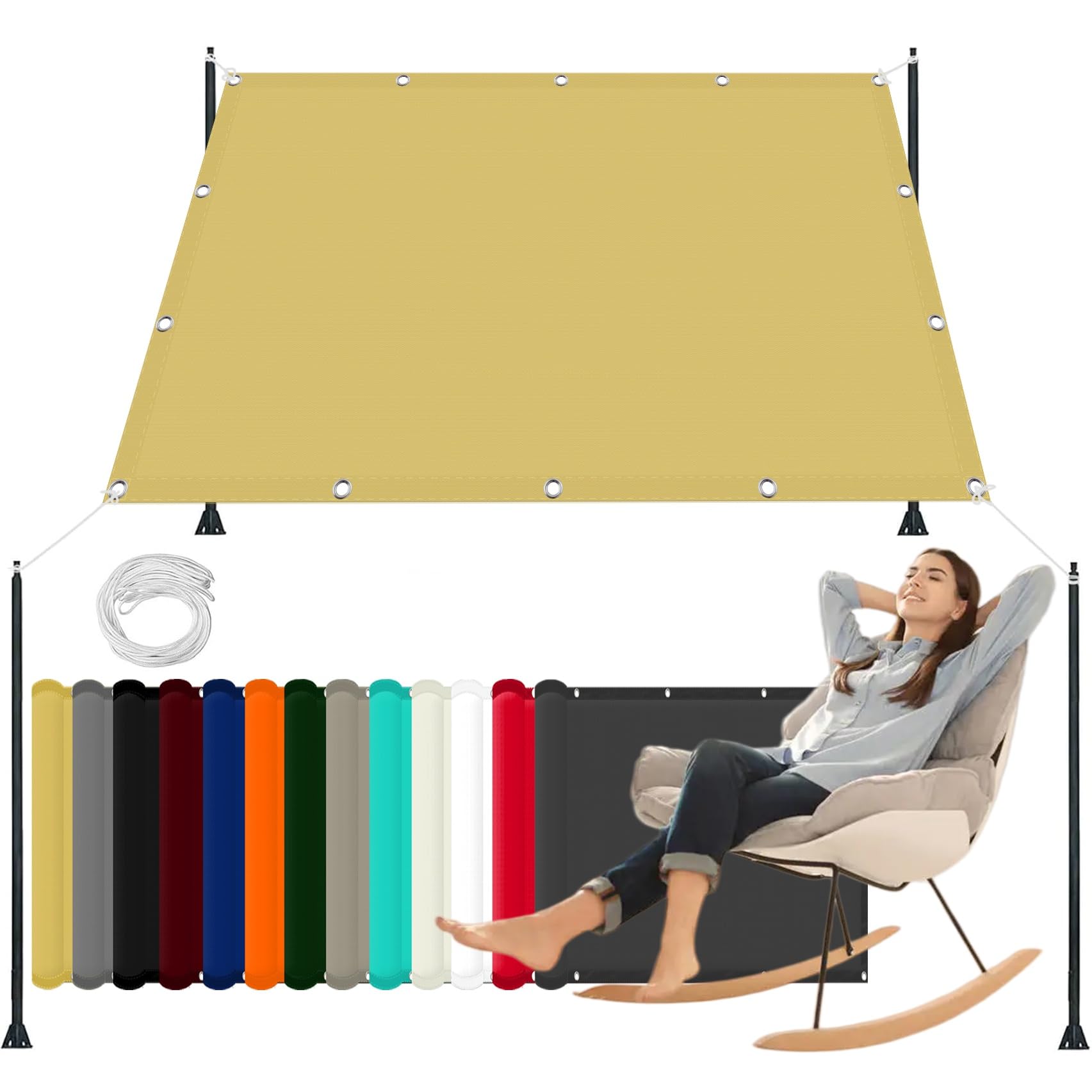 Voile d'ombrage anti-UV 98% et imperméable pour une protection solaire de terrasse