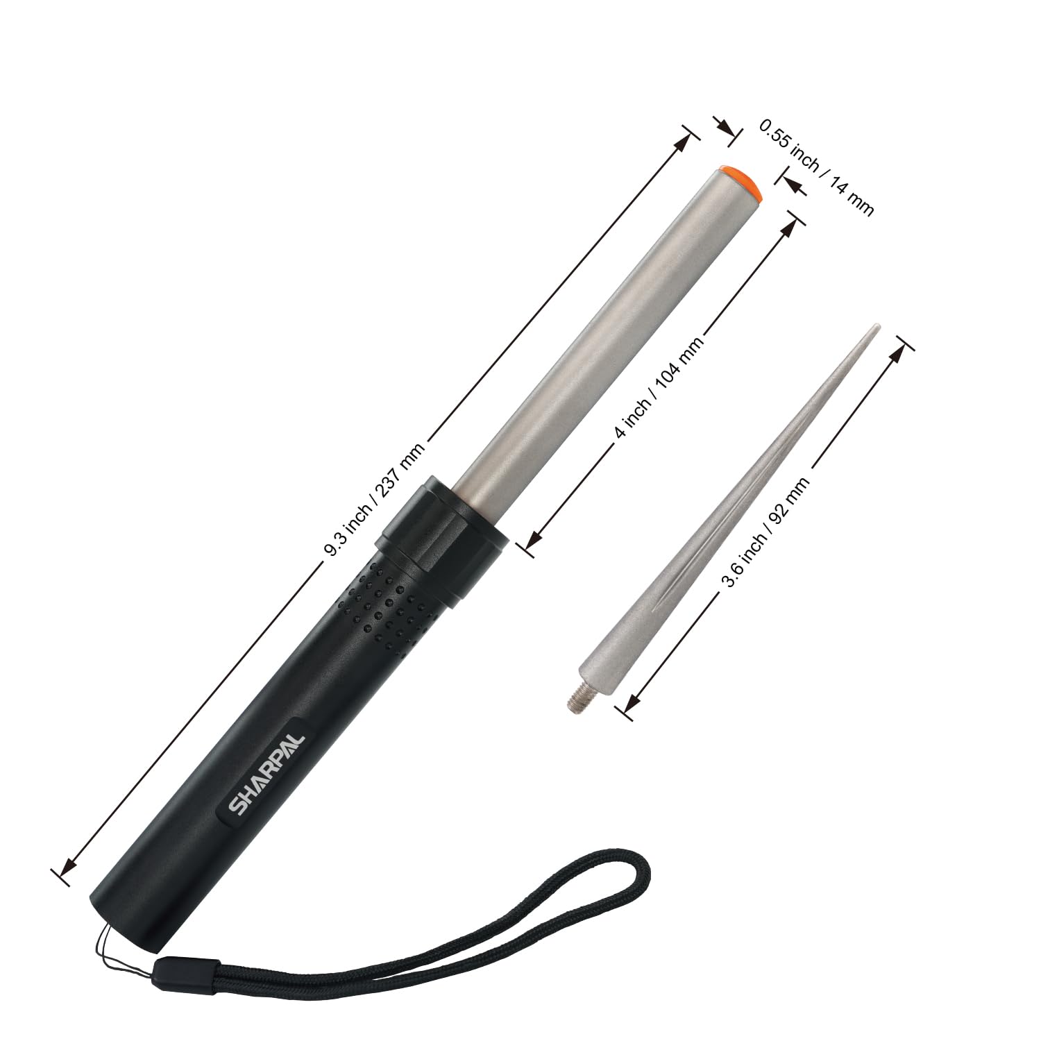 SHARPAL 178N Aiguiseur de lame 3 en 1 | Tige d'affûtage diamant 10,2 cm grain 600 | Aiguise tous les couteaux et outils avec bord droit, dentelage et crochets | Aiguiseur de couteaux de poche
