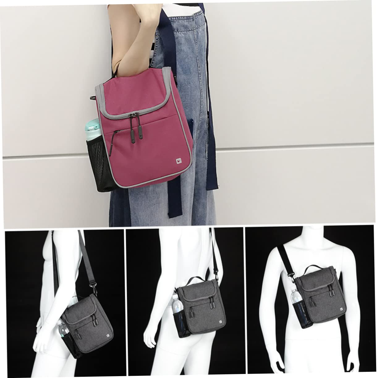 Happyyami Fahrradlenkertasche 5l Große Lenkertasche aus Polyester | Abnehmbare Fronttasche mit Druckverschlüssen, Multifunktionales Design, für Fahrrad und Elektroauto Zufälliger Stil