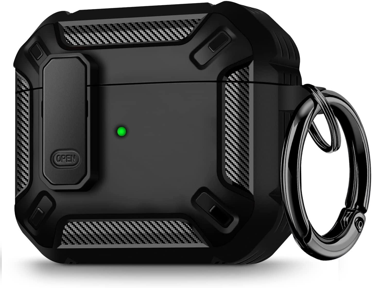 Custodia per Airpod 3 con clip di chiusura sicura, serie Military Armor a corpo intero robusto con portachiavi, custodia protettiva antiurto per AirPod 3°