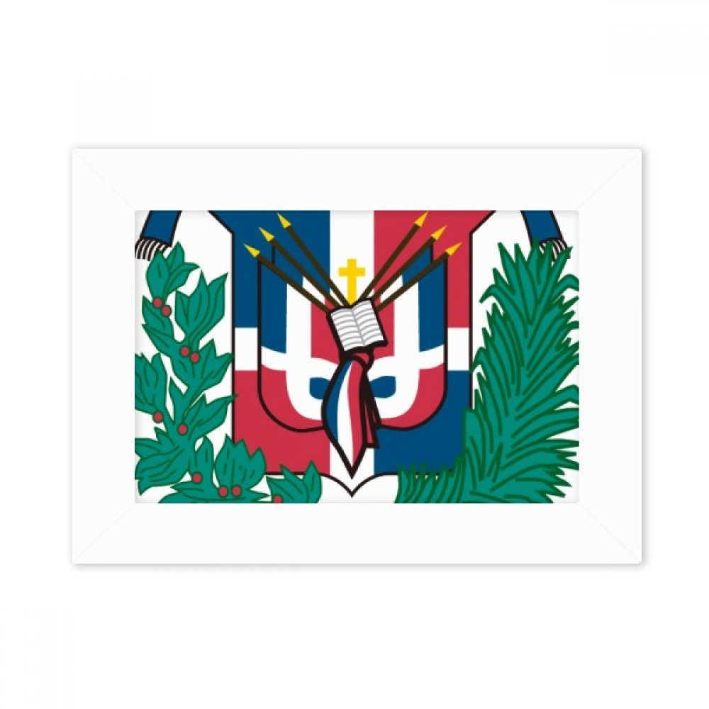 Cadre photo d'art blanc République Dominicaine de qualité supérieure pour bureau 5x7