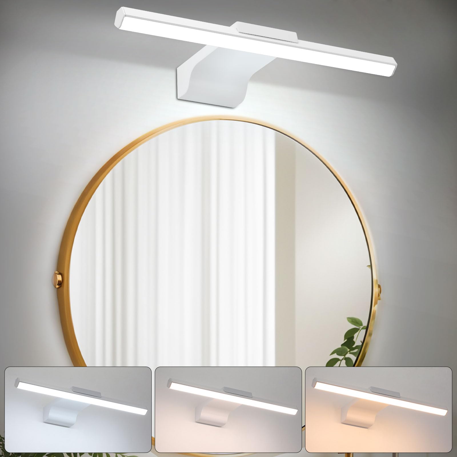 ENCOFT 40cm Bathroom Mirror Light with Switch IP44 Rated 3 Colour Temperature Picture Wall Light 8W Over Mirror Bathroom Lights for Vanity Bedroom Living Room