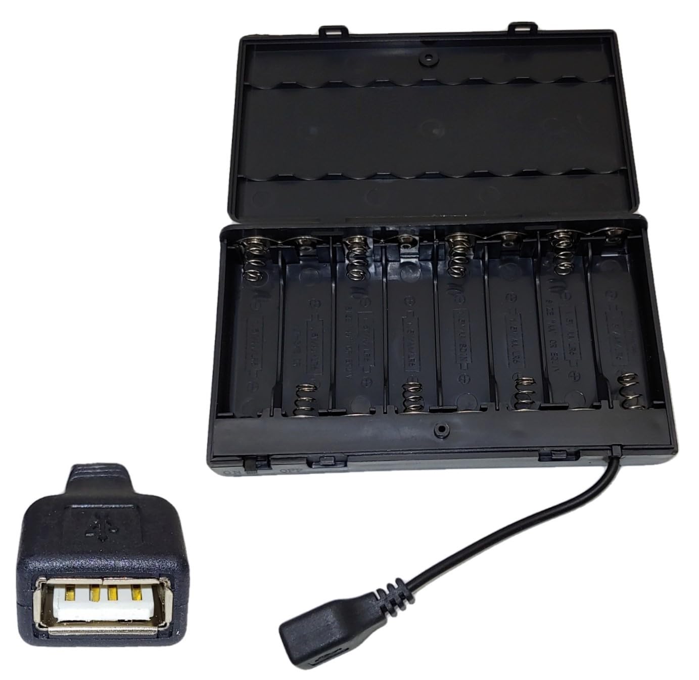 JL Missouri Parts Misc 8 AA Battery Box to Female USB Batteries Holder Power Pack Bank On Off
