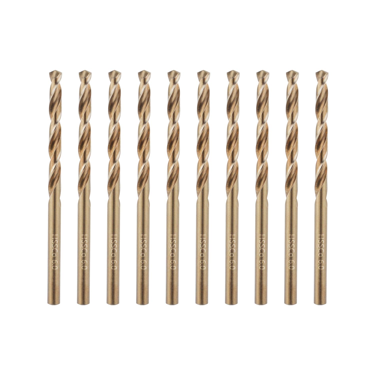 Duraherra Cobalt Drill Bits Set 6mm 10-Pieces, M35 HSS Metric Jobber Drill Bit Set with Plastic Case for Stainless Steel, Metal, Aluminium, Tile, Wood, Plastic and Iron