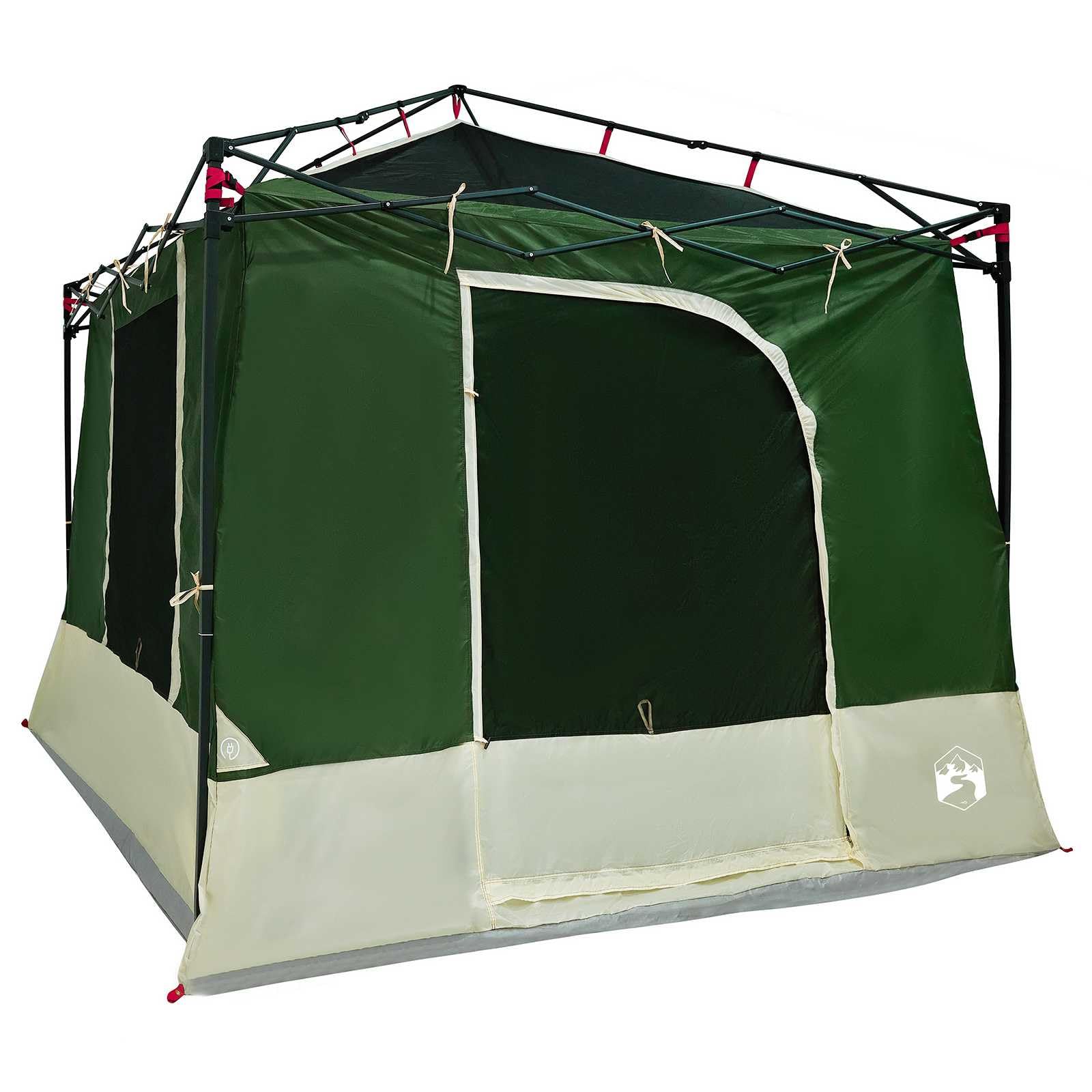 Namiot kempingowy z dachem, zielony z taffety i materiału, 2-częściowy 531 x 290 x 251 cm, namiot wewnętrzny i daszek, idealny na kemping, trekking, festiwal, wędrówki i weekendowe wycieczki
