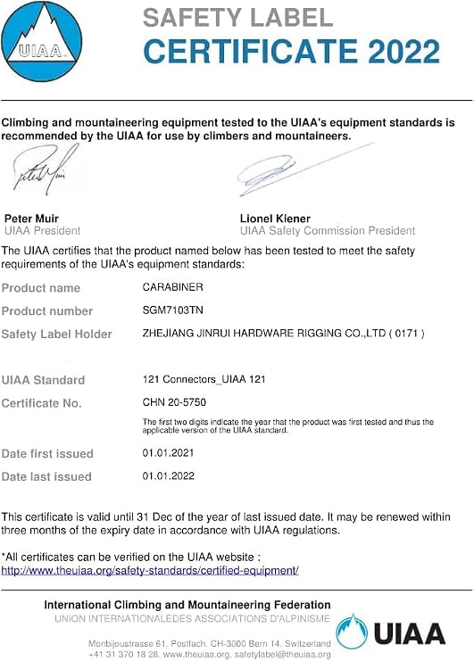 Auto Locking Carabiner Heavy Duty Carabiner 25kN UIAA Certified Climbing Carabiner Climbing Equipment Safety Carabiners for Rappelling, Hammocks, Rescue, Dog Leash, Swing