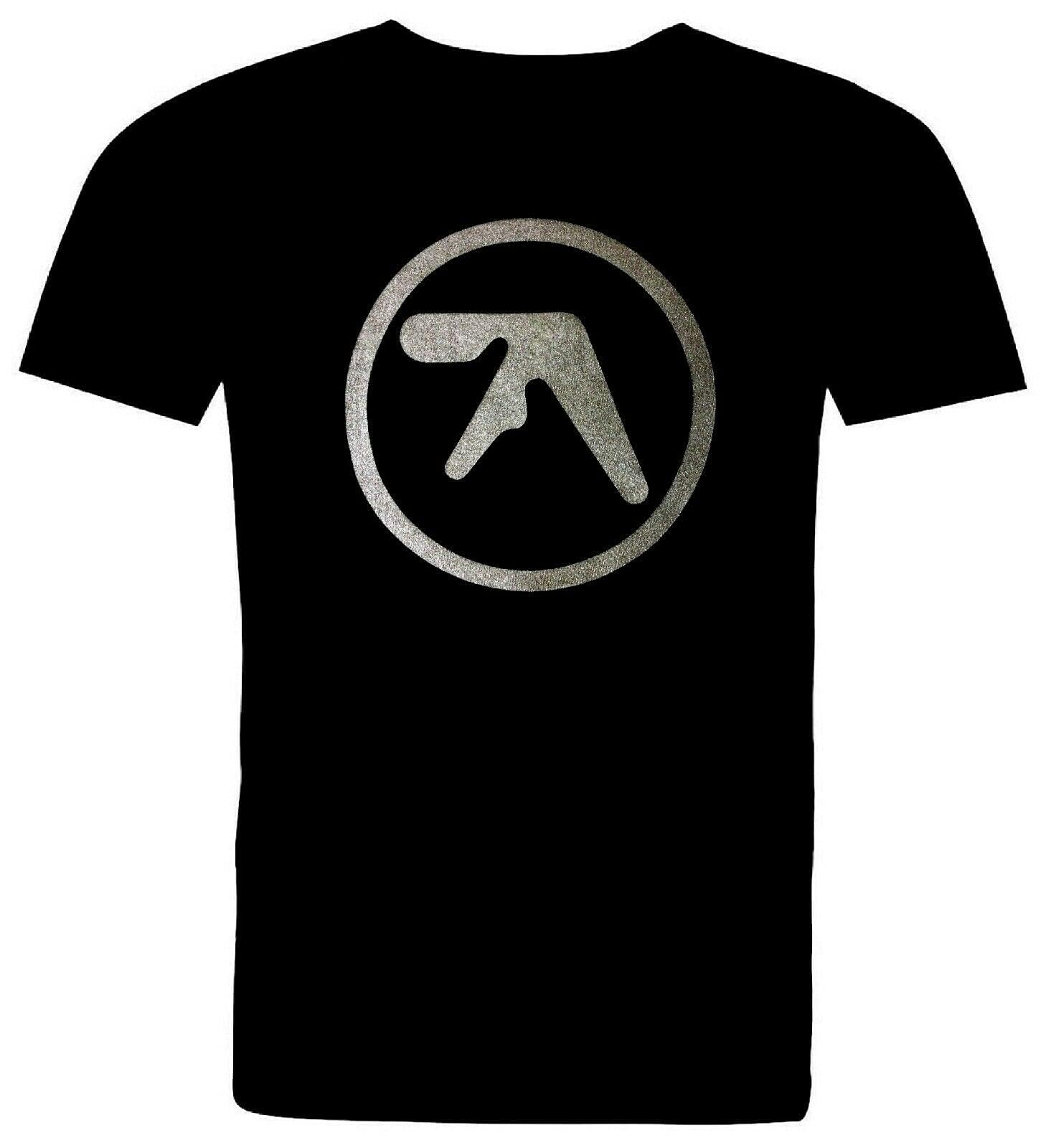 CFZQYALNB Aphex Twin Graphite Metallic Print. Full Cotton Black T Shirt. Warp Records