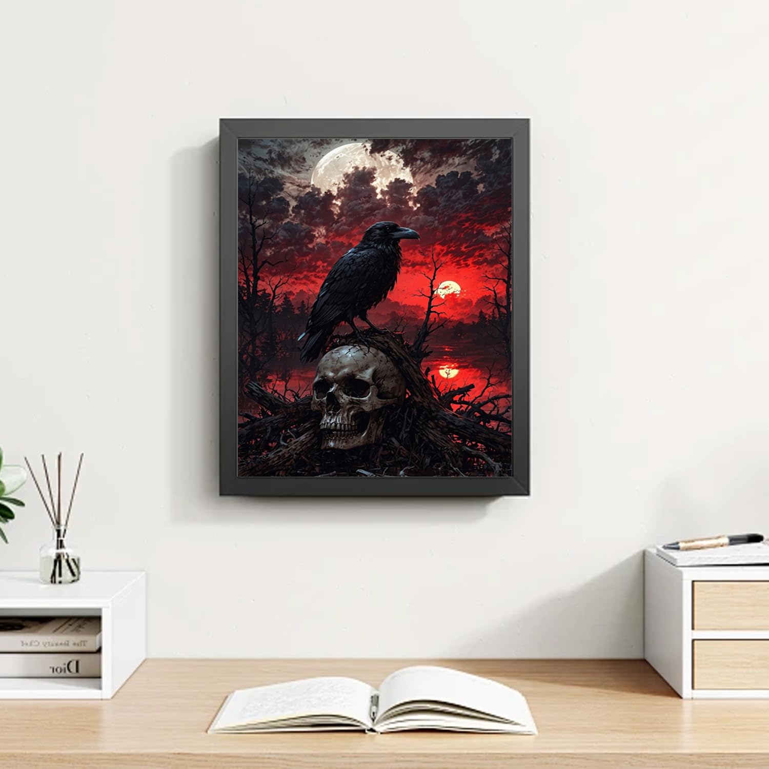 Halloween Crow Skull 5D Diamond Painting Kit - 12x16 Inch Full Drill DIY Art For Adults & Beginners - Home Wall Decor - View #2