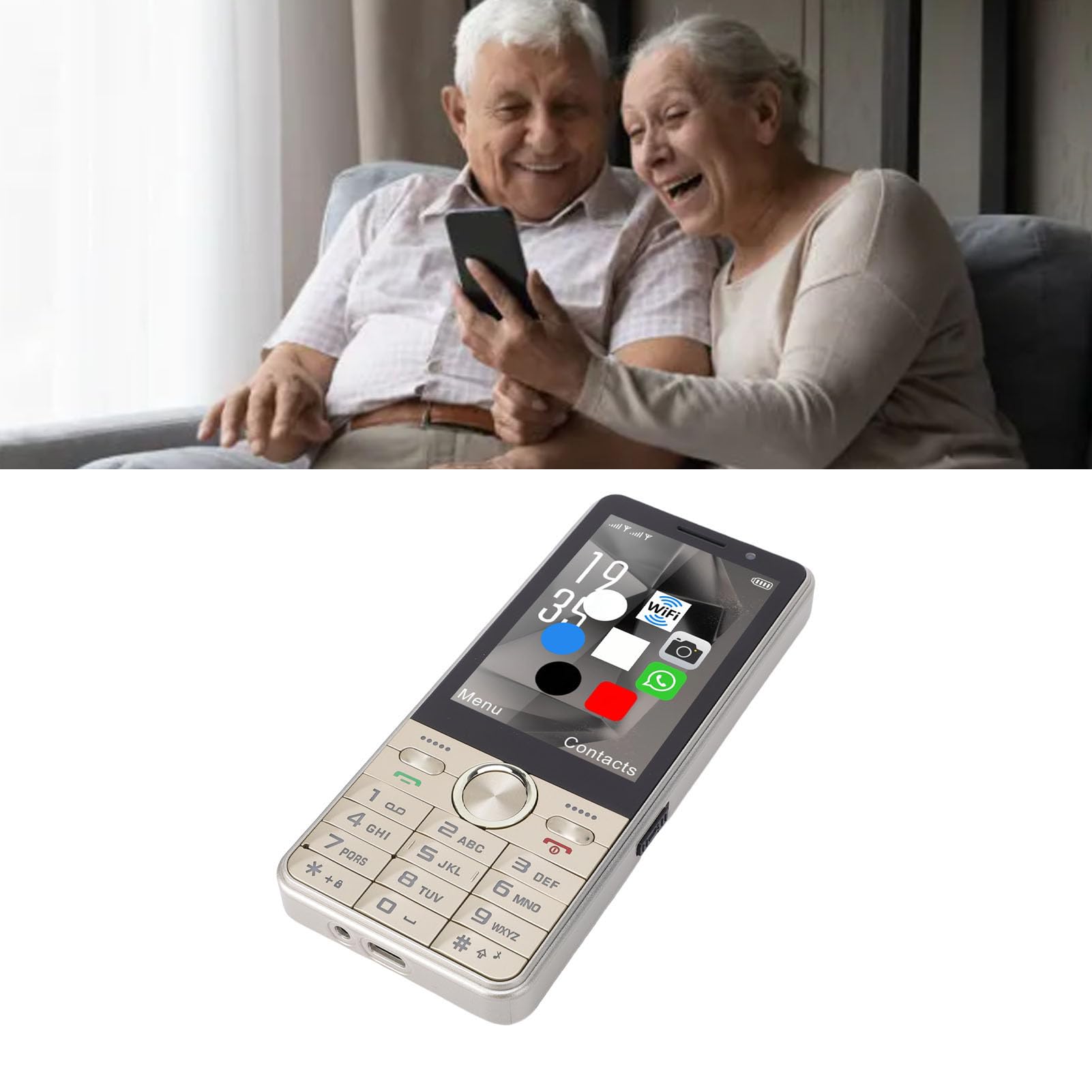 VBESTLIFE Telefono Sbloccato 4G, Telefono Cellulare Doppia SIM con WiFi Bluetooth, Touch Screen da 3,5 Pollici, Android 8.1, Suono Forte, Tasti Grandi, per Studenti Anziani (GOLD)